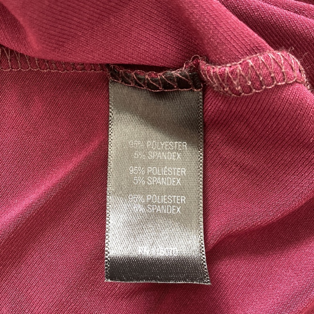 Nina Leonard Burgundy High-Low 3/4 Sleeve Dress w/ Pockets - Picture 7 of 8